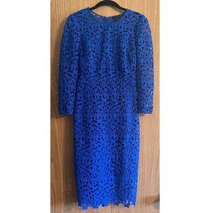 J Crew Cobalt Blue 3/4 Sleeve Lace Dress - Size: 0 - NWOT